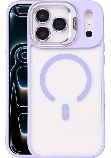 İphone Uyumlu 17 Pro Kılıf Remim Magsafe Lensli Kamera Standlı Kapak Lila