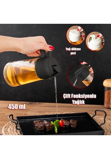 Porsima Alk-3159 Çok Amaçlı Cam Sprey Şişe Yağlık Yağdanlık Siyah