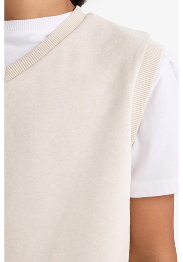 Defacto Erkek Çocuk V Yaka Yıkamalı Süveter G1819a825aubg779 Bej