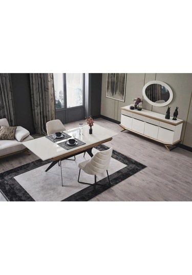 Elize Yemek Odası Takımı Yemek Masası + 4 Adet Sandalye Beyaz