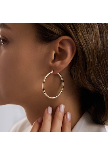 14k Altın Halka Küpe 2 Mm 4.3 Cm T14319 Renkli