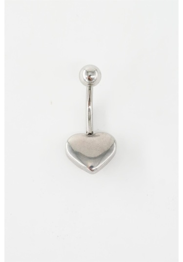 Kadın 316l Anti Alerjenik Kalp Figürlü Göbek Piercing - Gümüş