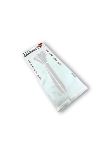 Plastik Kablo Bağı Klipsi Cırt Kelepçe 300 X 4.8 Beyaz 50 Adet Beyaz