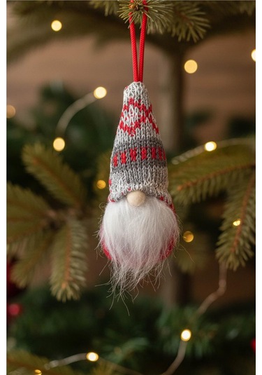 Yılbaşı Ağaç Süsleri Koleksiyonu- Gri Şapkalı Beyaz Sakallı Süs