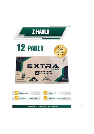Ermet Extra Z Kağıt Havlu 12 Paket 1440 Yaprak