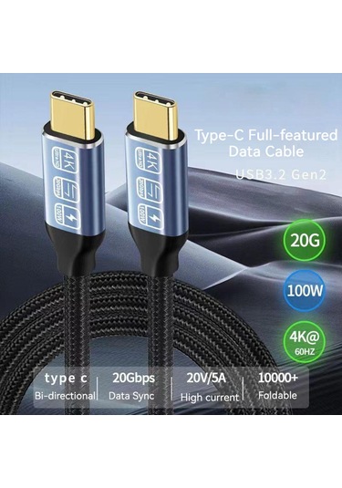 Suntek 5A 100W Usb C 3.2 Gen 2 Hızlı Şarj 20Gbps Veri Kablosu