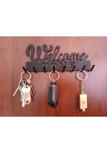 Lazer Anahtar Askısı Welcome Mat Siyah Mat Siyah