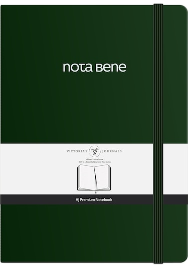 Nota Bene Premium Sert Kapak Defter, 14.8x21, Çizgili Yeşil