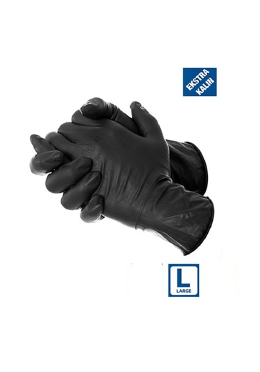 Haspet Nitril Eldiven Ekstra Kalın Siyah L 50'li