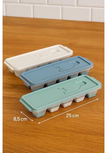 3 Lü Set 12 Hazneli Bas Çıkar Buzluk & Buz Kabı Çok Renkli