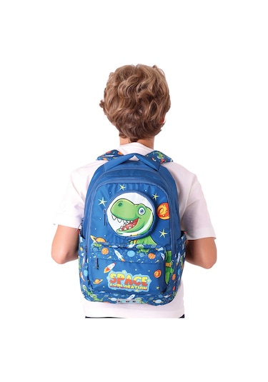 Elatae Su Geçirmez Kumaş Erkek Çocuk Çok Gözlü Ortopedik Sırt Okul Çantası L5252 Lacivert