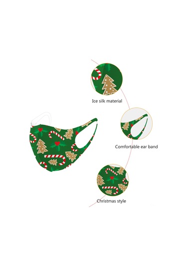 Vkemall Noel Temalı Buz İpek Maske - Erkek/kadın Kullanıma Uygun, Nefes Alabilir, Yıkama Uygun, Rahat Ve Koruyucu 1.5 M
