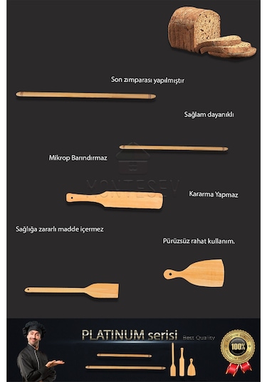 Platinum Serisi Ahşap Hamur Açma Oklavası Börek Seti 5li Set Yn13
