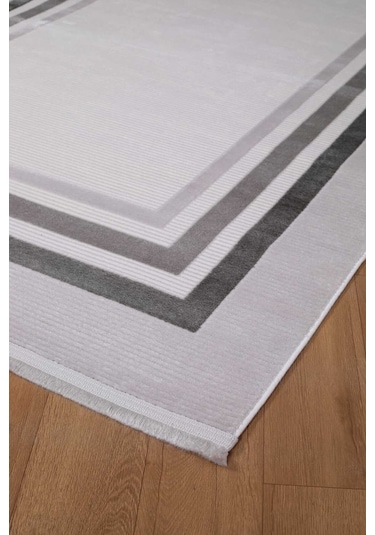 Voyage %100 Akrilik Yumuşak Dokulu Halı Kilim Salon Mutfak Koridor Yolluk Dokuma Makine Halısı Ac-411 Gri