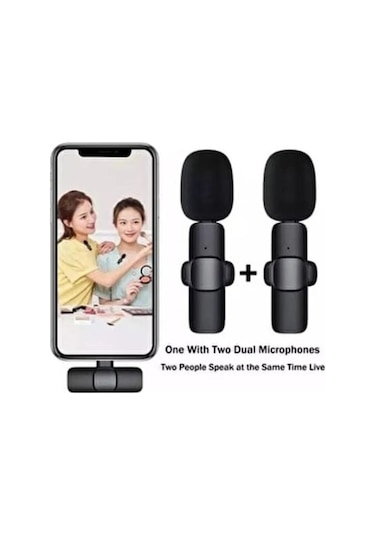 İphone Ios İkili Apple iPhone Uyumlu  Kablosuz Yaka Mikrofonu İphone İpad İçin Video Kayıt