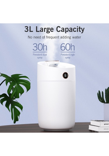 Ruicoo X12 3l Büyük Kapasiteli Ultrasonik Nemlendirici, Otomatik Kapanma, Renkli Gece Işığı, Usb Güç, Sessiz Çalışma