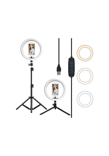 Gaman 3 Renk Işıklı Tripod Tiktok Selfie Lambası Makyaj Işığı 140 CM