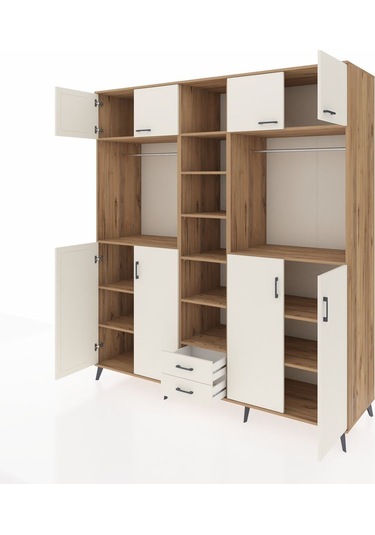 Kronos Dolap 14 Raflı 2 Çekmeceli 2 Askılı 220x59x243 Çam-aytaşı/aytaşı Aytası/aytası