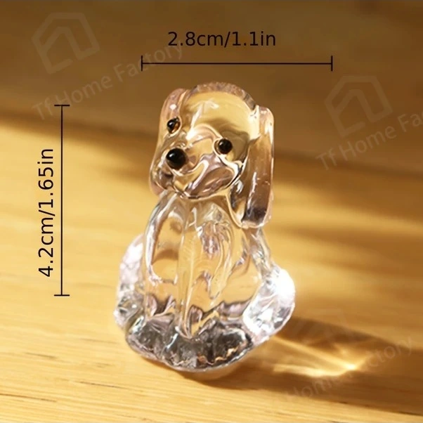 Trendooze Mor Cam Köpek Heykeli, Modern Masaüstü Dekoru Sunshine022 El Yapımı, Masaüstü Aksesuarı