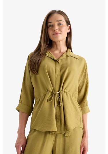 Defacto Beli Lastikli Uzun Kollu Gömlek F4972ax25aukh255 Haki