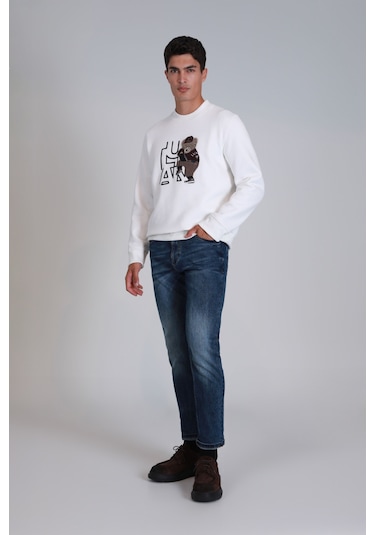 Lufian Bert Smart Jean Erkek Pantolon Slim Fit Mavi Mavi 112200209100300 Mavi