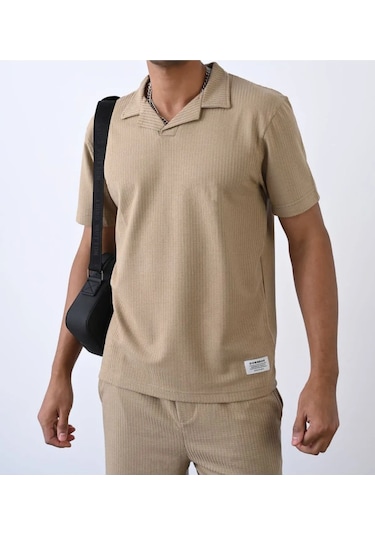 Lulikwear Bej Basic Erkek Şort Takımı Bej