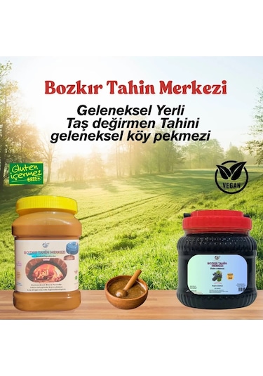 Bozkır Tahin Merkezi Yerli Ata Tohumu Altın Susam Tahini net 935 G + Köy Üzüm Pekmezi 950 G