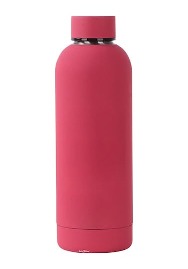 Exclusive 500 Ml Rubber Gövde Çay Termos Kupa Suluk Şişe Bardak Mug Fuşya