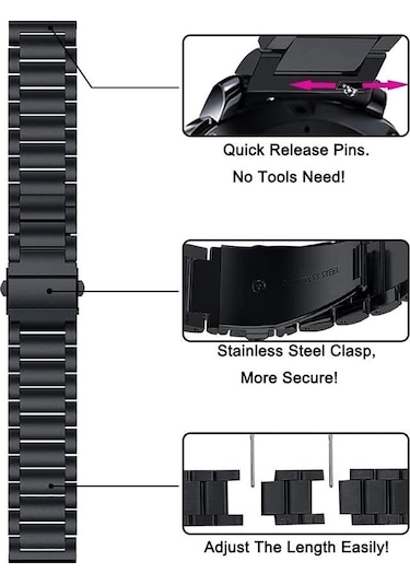 Amazfit Gtr 2/Gtr 2E/Gtr2 Gtr3 Pro Klasik Metal Çelik Kordon 22Mm