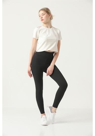 Kallima Siyah Içi Polarlı Kışlık Yüksek Bel Toparlayıcı Fitilli Tayt Siyah