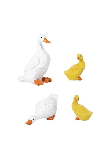 Maotai 4 Adet Komik Ördek Heykelleri Figürinler Havuz Arka Bahçesi Sarı Beyaz Için Dekorasyon