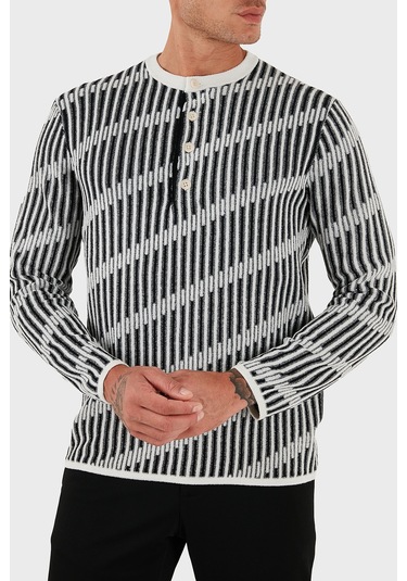 Emporio Armani Erkek Kazak Em003517 Af19553 Fc005 Siyah-beyaz Siyah-beyaz