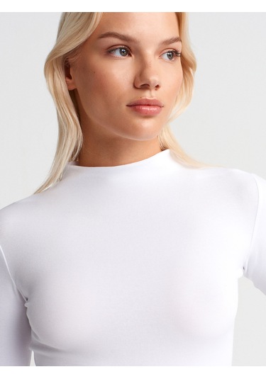 Dilvin 31433 Yarım Balıkçı Yaka Top-beyaz Beyaz