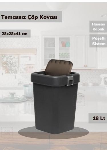 Banyo Çöp Kovası 18 Lt Banyo Çöp Kutusu Antrasit Çöp Kovası Antrasit