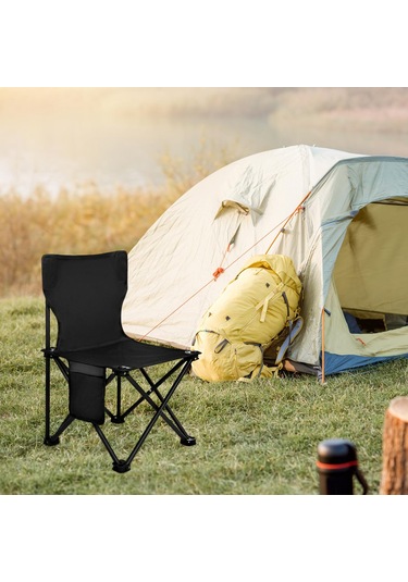 Dolıty Taşınabilir Kamp Sandalyesi Balıkçılık Sandalye Siyah Büyük Siyah