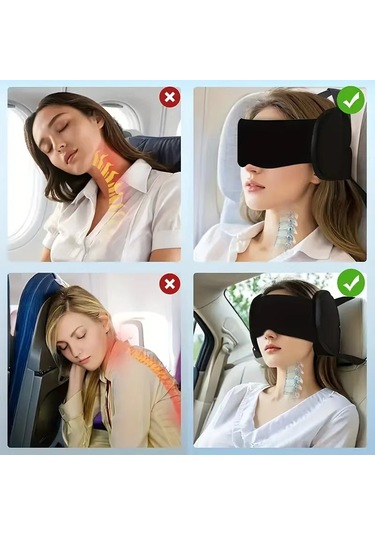 Monyee Siyah 360 Derece Desteği Seyahat Yastığı Ve Göz Maskesi Seti Diğer