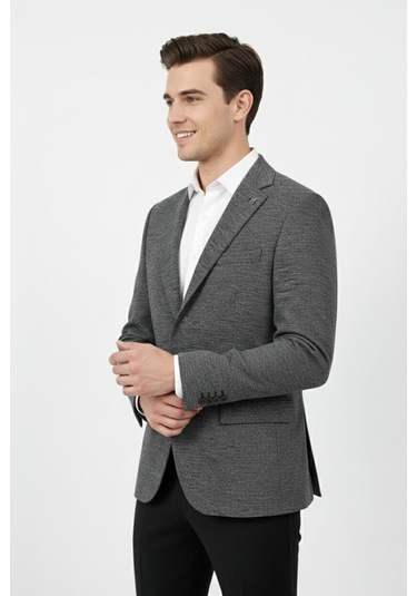 Erkek Tek Spor Ceket Çift Yırtmaçlı Bgl-st04980 Füme