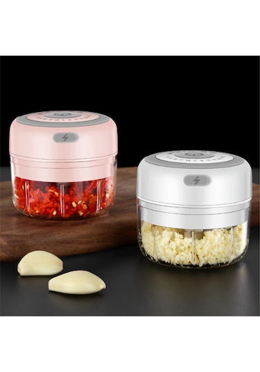 Elektrikli Sarımsak Ezici Mini Doğrayıcı Zencefil Ezici Makinesi Pembe Pembe