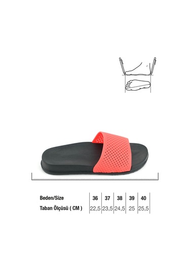 Gezer Kadın Yazlık Eva Islak Zemine Uygun Ev Bahçe Banyo Havuz Terlik Kırmızı