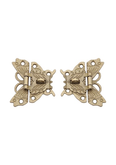 Ximistore9 Bronz Renkli Antik Zinek Alaşımlı Kutu Kilitleri 50x43mm - Ahşap Kutular İçin Dayanıklı 2 Adet Paket + Vida