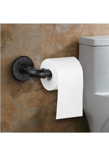 Antika Endüstriyel Boru Tuvalet Kağıdı Tutucu Ağır Endüstriyel Boru Tuvalet Kağıdı Tutucu Stili Retro Duvar Montaj Kiti Belge Tutucu Siyah Diğer