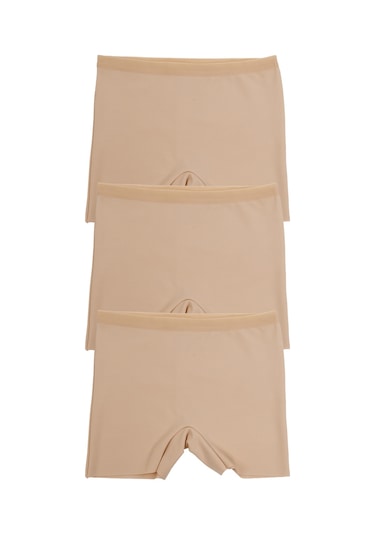 Kadın Lazer Kesim Dikişsiz Kadın Boxer Külot 3'lü Paket Ten 379292 R23 Ten Rengi