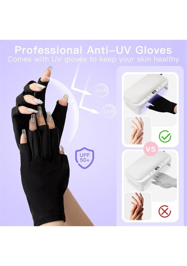 Xurunkeji Kol Dayanaklı Uv Tırnak Lambası, Uv Eldiven, Jel Oje İçin Led Tırnak Işığı, 4 Zamanlayıcılı Katlanabilir Tırnak Kurutucusu, Ab Fişi