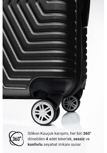 G&d Polo Suitcase Abs 3'lü Siyah Lüx Valiz Seyahat Seti 600.01-set Siyah