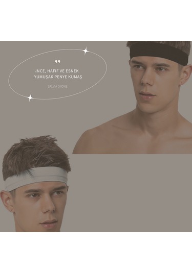 2li Erkek Spor Saç Bandı Kafabandı Kombin İddialı Siyah Beyaz Beyaz - Siyah