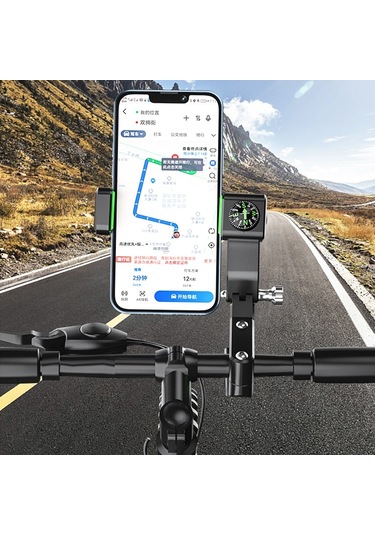 Motosiklet Küresel Pusula Telefon Tutucu, Işıksız Gidon Yeşil Yeşil