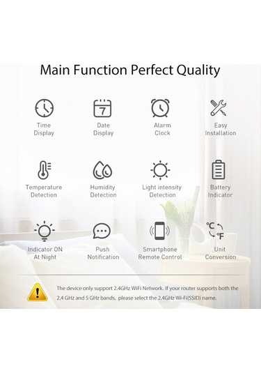 Pazly Akıllı Wifi Alarmlı Saat - Sıcaklık, Nem, Işık Ölçer Ve Uzaktan Kontrol