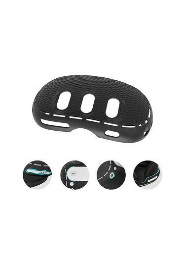 Meta Quest 3 İçin Silikon Kılıf + Titanyum Alaşımlı Temperli Cam Lens Filmi Vr Kulaklık Aksesuarları - Mavi / Siyah