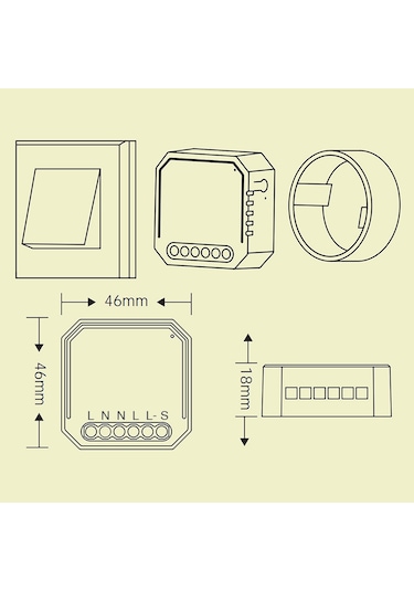 S6564-1 Tuya Mini Dıy Tek Yönlü Küçük Vücut Akıllı Anahtar
