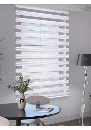 Br Perle Pliseli Kar Beyazı Rengi Zebra Perde Yüksek Kalite Alüminyum Kasa Kar Beyazı